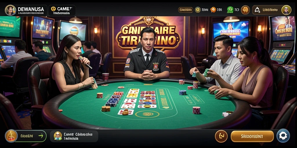 Screenshot utama DEWANUSA menampilkan gameplay Live Casino yang seru dan interaktif.