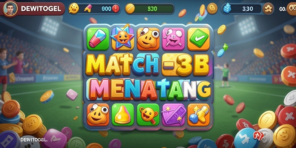 Tampilan gameplay Match-3 DEWITOGEL yang mengasyikkan.