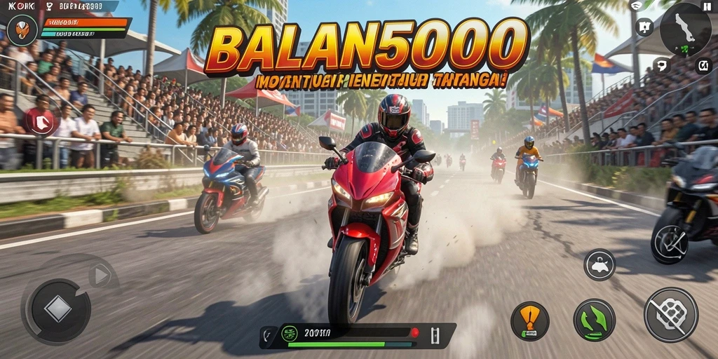 Gameplay balap motor KOKO5000 yang seru dan mendebarkan.
